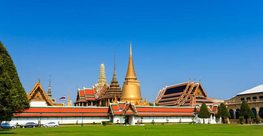 Gilded chedis inside the Grand Palace compound, Bangkok