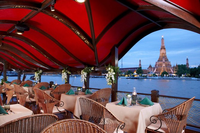 Manohra 5-Star Luxury Dinner Cruise with Pre-Canapés in Bangkok - Wat Arun and Bangkok’s riverfront at night