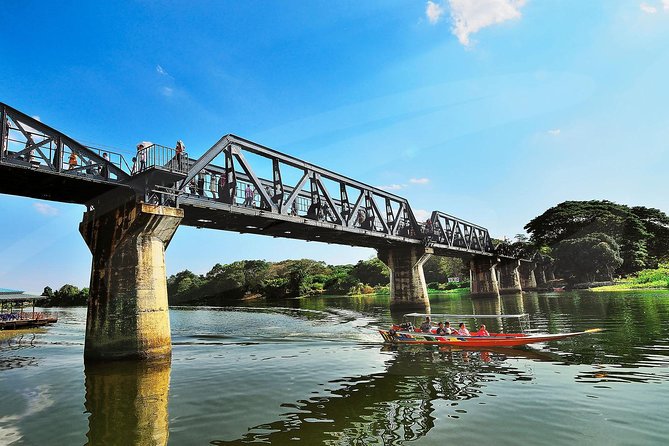 Private Tour: Thai–Burma Death Railway Bridge on the River Kwai from Bangkok - Approaching the bridge by long-tail boat